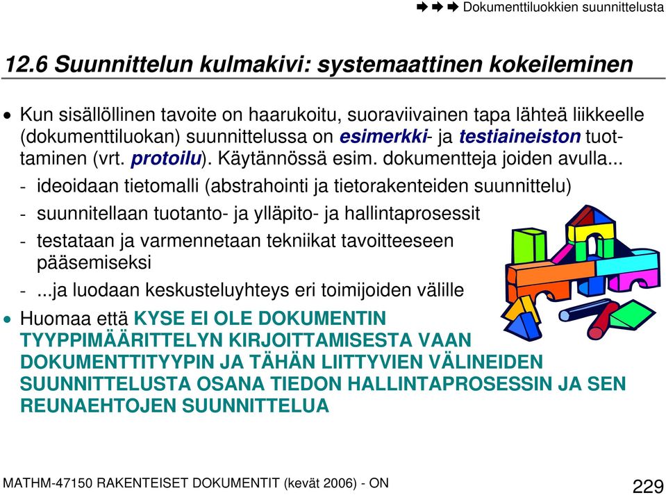 tuottaminen (vrt. protoilu). Käytännössä esim. dokumentteja joiden avulla.