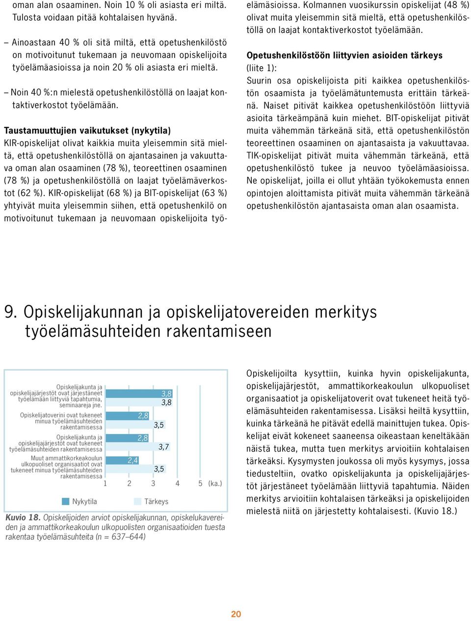 Noin 40 %:n mielestä opetushenkilöstöllä on laajat kontaktiverkostot työelämään.