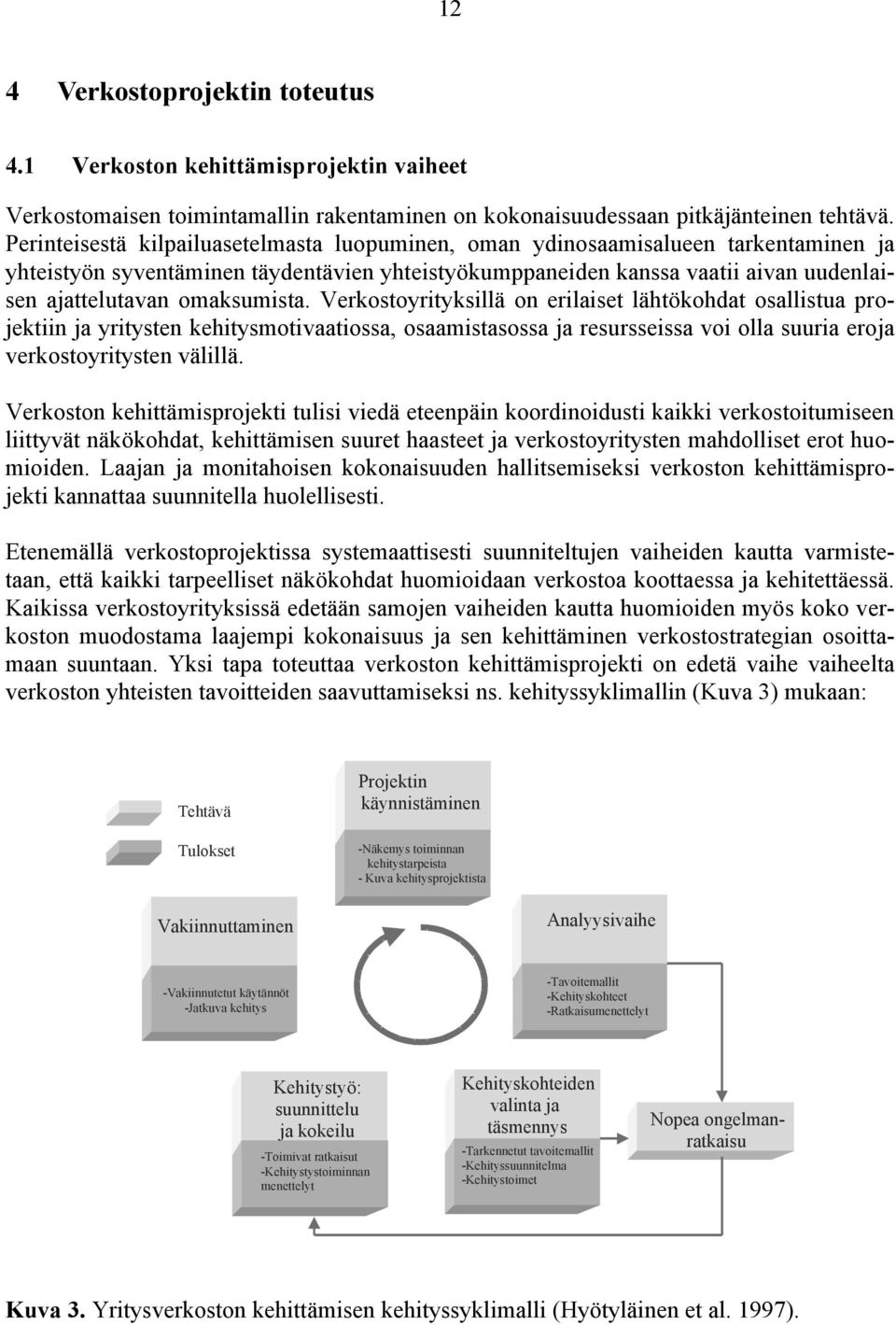 omaksumista. Verkostoyrityksillä on erilaiset lähtökohdat osallistua projektiin ja yritysten kehitysmotivaatiossa, osaamistasossa ja resursseissa voi olla suuria eroja verkostoyritysten välillä.