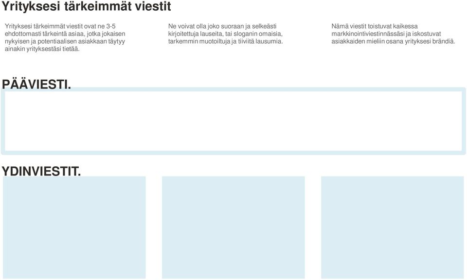 Ne voivat olla joko suoraan ja selkeästi kirjoitettuja lauseita, tai sloganin omaisia, tarkemmin muotoiltuja ja