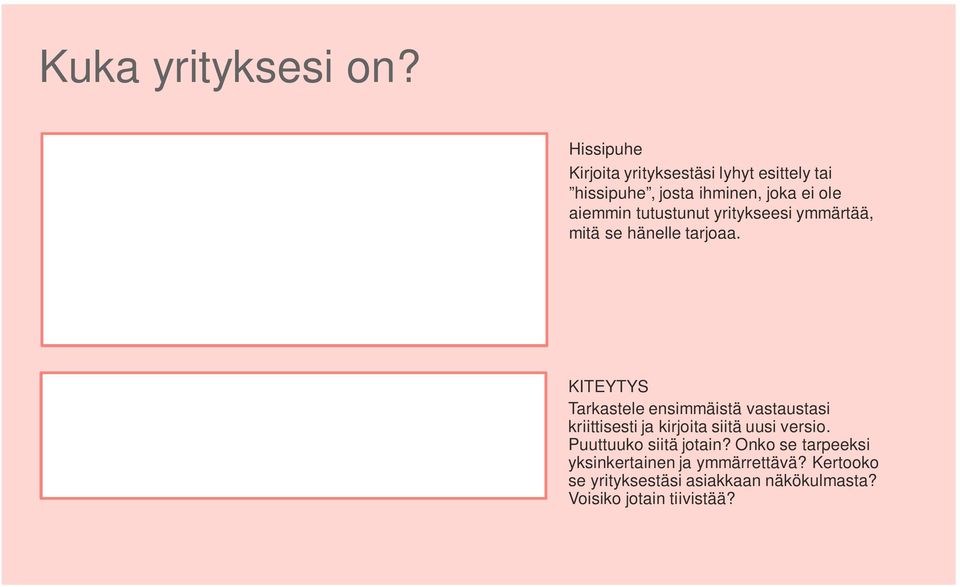 tutustunut yritykseesi ymmärtää, mitä se hänelle tarjoaa.