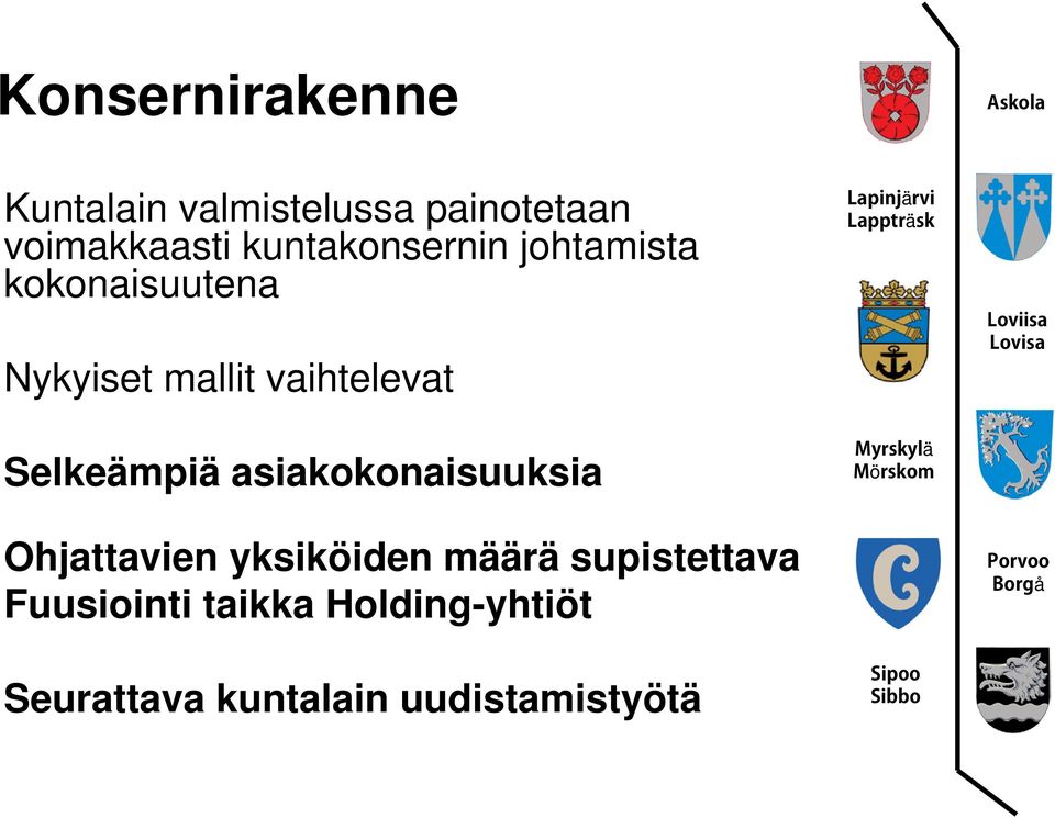 ä Selkeämpiä asiakokonaisuuksia ä ö Ohjattavien yksiköiden määrä