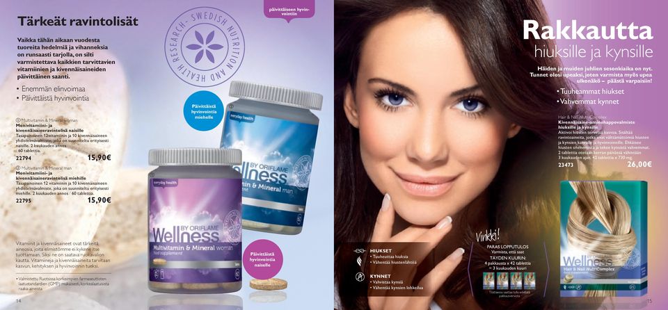Enemmän elinvoimaa Päivittäistä hyvinvointia Multivitamin & Mineral woman Monivitamiini- ja kivennäisaineravintolisä naisille Tasapainoinen 12 vitamiinin ja 10 kivennäisaineen yhdistelmävalmiste,