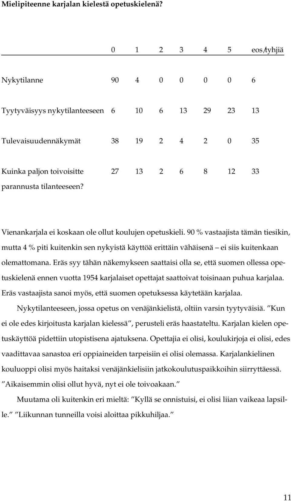 tilanteeseen? Vienankarjala ei koskaan ole ollut koulujen opetuskieli.