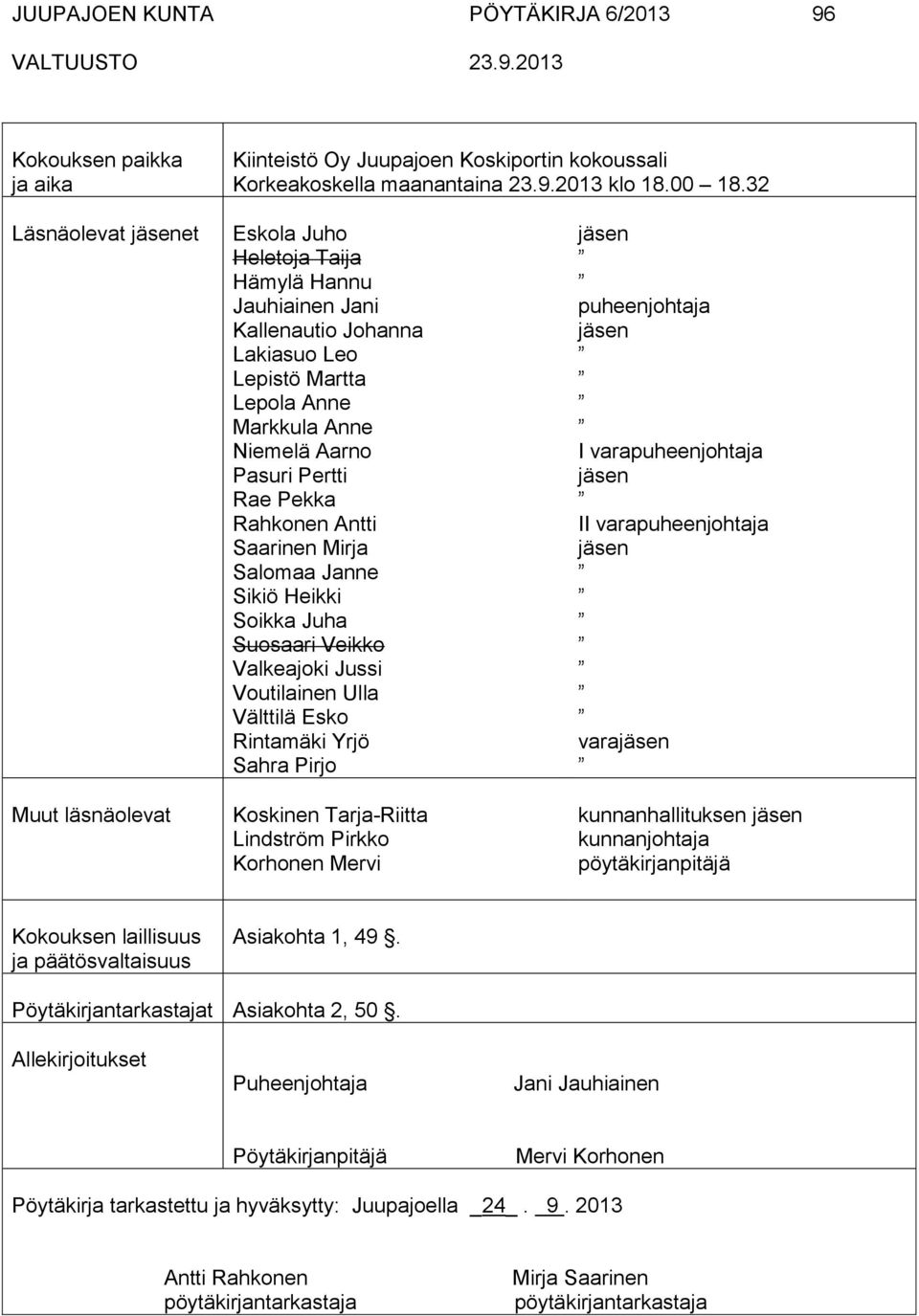 Rae Pekka Rahkonen Antti Saarinen Mirja Salomaa Janne Sikiö Heikki Soikka Juha Suosaari Veikko Valkeajoki Jussi Voutilainen Ulla Välttilä Esko Rintamäki Yrjö Sahra Pirjo Koskinen Tarja-Riitta