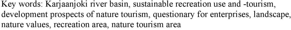 of nature tourism, questionary for enterprises,