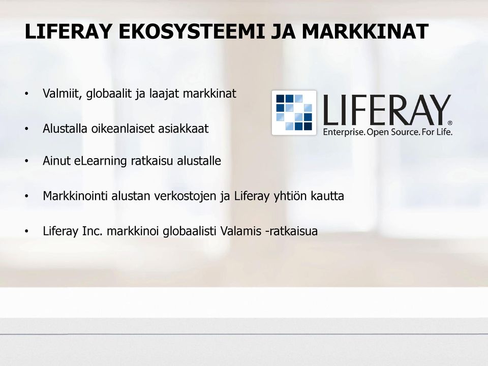 ratkaisu alustalle Markkinointi alustan verkostojen ja Liferay