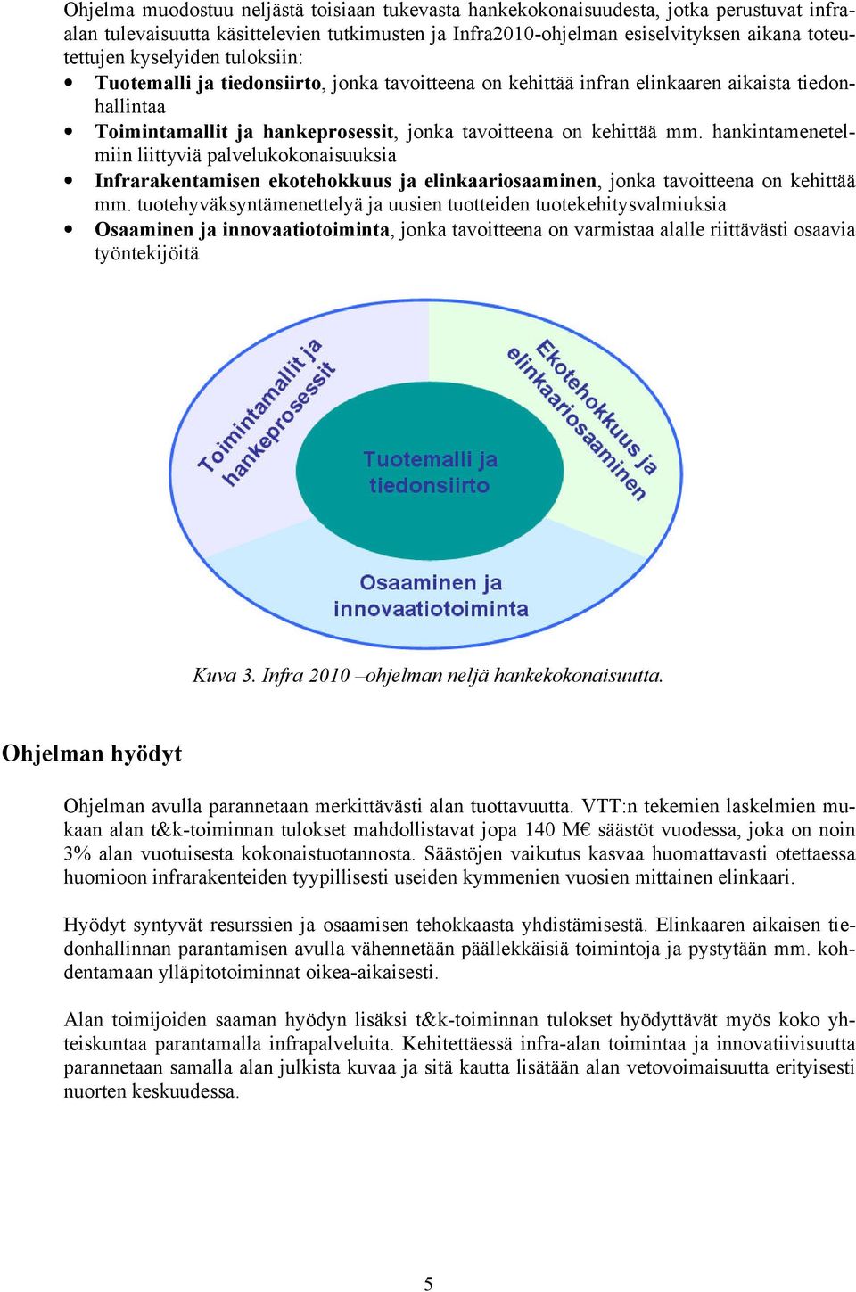 hankintamenetelmiin liittyviä palvelukokonaisuuksia Infrarakentamisen ekotehokkuus ja elinkaariosaaminen, jonka tavoitteena on kehittää mm.