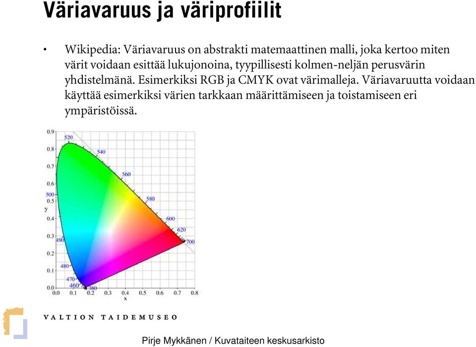 perusvärin yhdistelmänä. Esimerkiksi RGB ja CMYK ovat värimalleja.