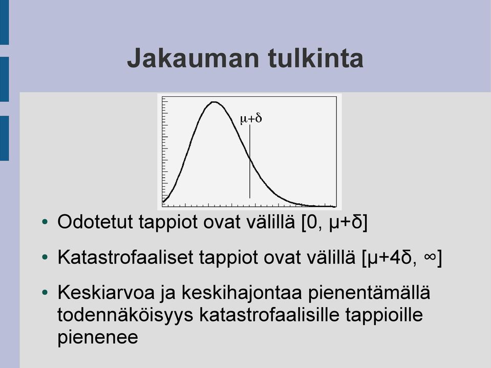 [μ+4δ, ] Keskiarvoa ja keskihajontaa