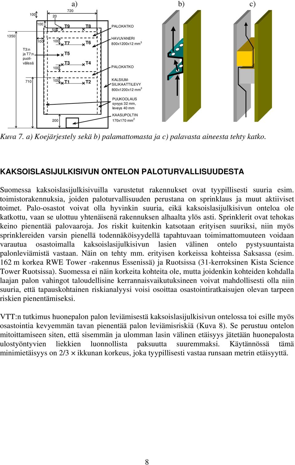 KAKSOISLASIJULKISIVUN ONTELON PALOTURVALLISUUDESTA Suomessa kaksoislasijulkisivuilla varustetut rakennukset ovat tyypillisesti suuria esim.