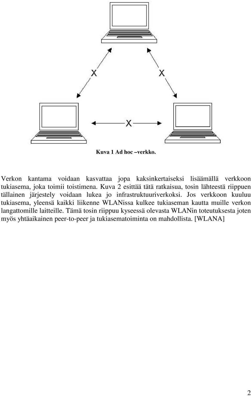 Kuva 2 esittää tätä ratkaisua, tosin lähteestä riippuen tällainen järjestely voidaan lukea jo infrastruktuuriverkoksi.