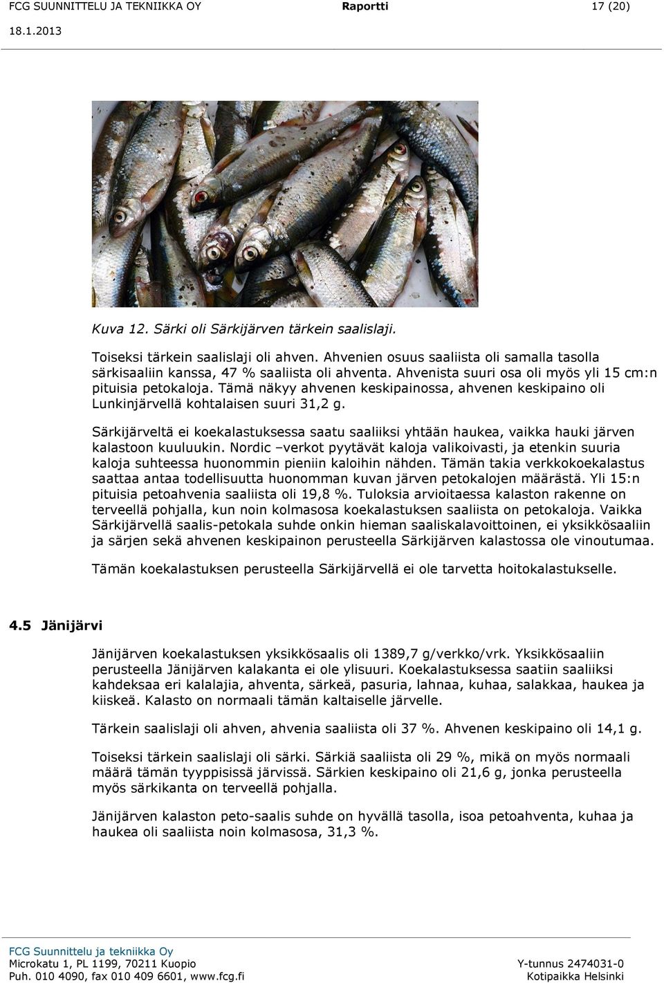 Tämä näkyy ahvenen keskipainossa, ahvenen keskipaino oli Lunkinjärvellä kohtalaisen suuri 31,2 g.