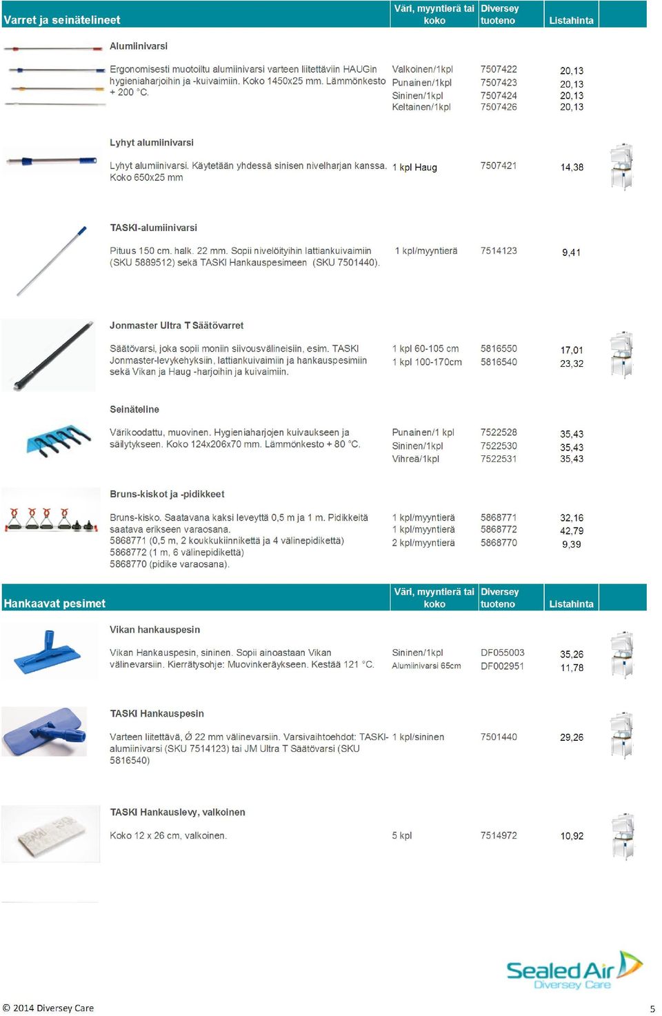 Koko 650x25 mm 1 kpl Haug 7507421 14,38 TASKI-alumiinivarsi Pituus 150 cm. halk. 22 mm. Sopii nivelöityihin lattiankuivaimiin (SKU 5889512) sekä TASKI Hankauspesimeen (SKU 7501440).