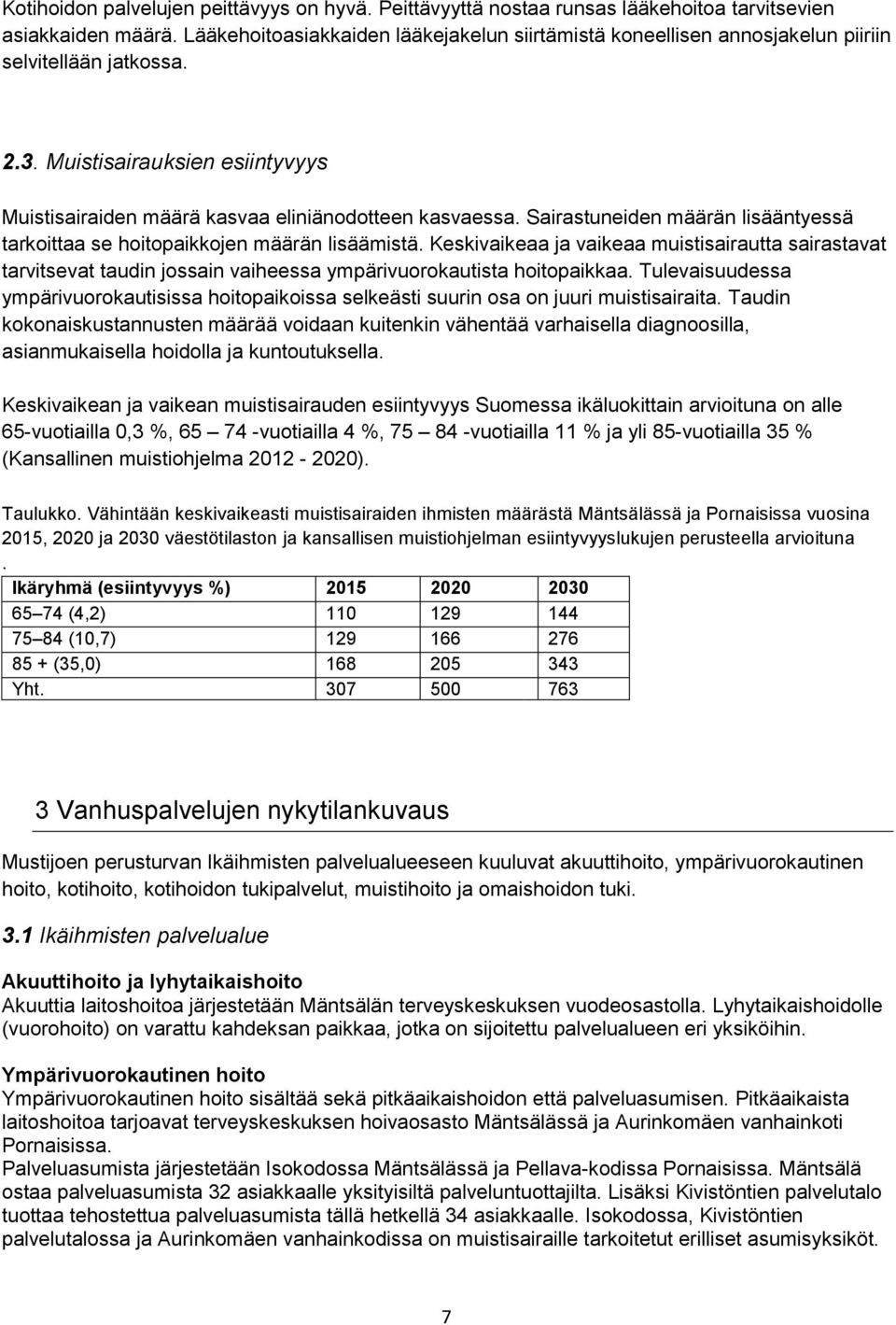 Sairastuneiden määrän lisääntyessä tarkoittaa se hoitopaikkojen määrän lisäämistä.