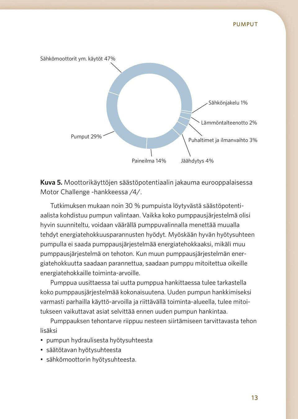 Vaikka koko pumppausjärjestelmä olisi hyvin suunniteltu, voidaan väärällä pumppuvalinnalla menettää muualla tehdyt energiatehokkuusparannusten hyödyt.