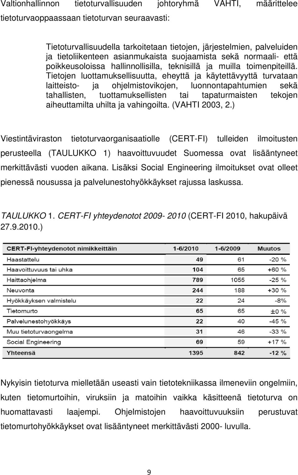 Tietojen luottamuksellisuutta, eheyttä ja käytettävyyttä turvataan laitteisto- ja ohjelmistovikojen, luonnontapahtumien sekä tahallisten, tuottamuksellisten tai tapaturmaisten tekojen aiheuttamilta