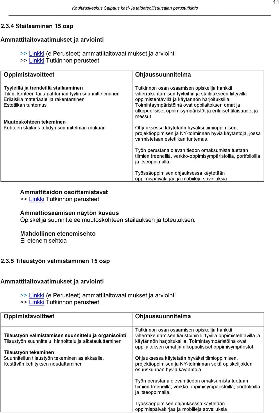 osaamisen opiskelija hankkii viherrakentamisen tyyleihin ja stailaukseen liittyvillä oppimistehtävillä ja käytännön harjoituksilla.