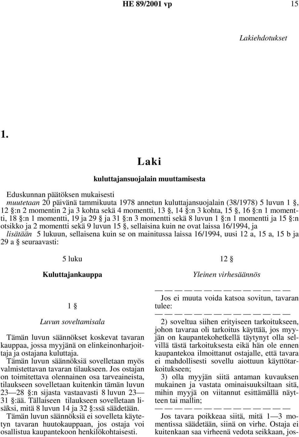 momentti, 13, 14 :n 3 kohta, 15, 16 :n 1 momentti, 18 :n 1 momentti, 19 ja 29 ja 31 :n 3 momentti sekä 8 luvun 1 :n 1 momentti ja 15 :n otsikko ja 2 momentti sekä 9 luvun 15, sellaisina kuin ne ovat