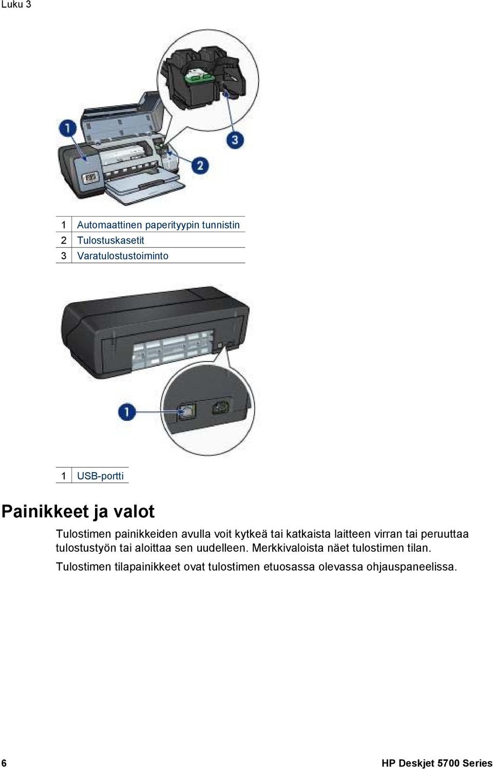 virran tai peruuttaa tulostustyön tai aloittaa sen uudelleen.