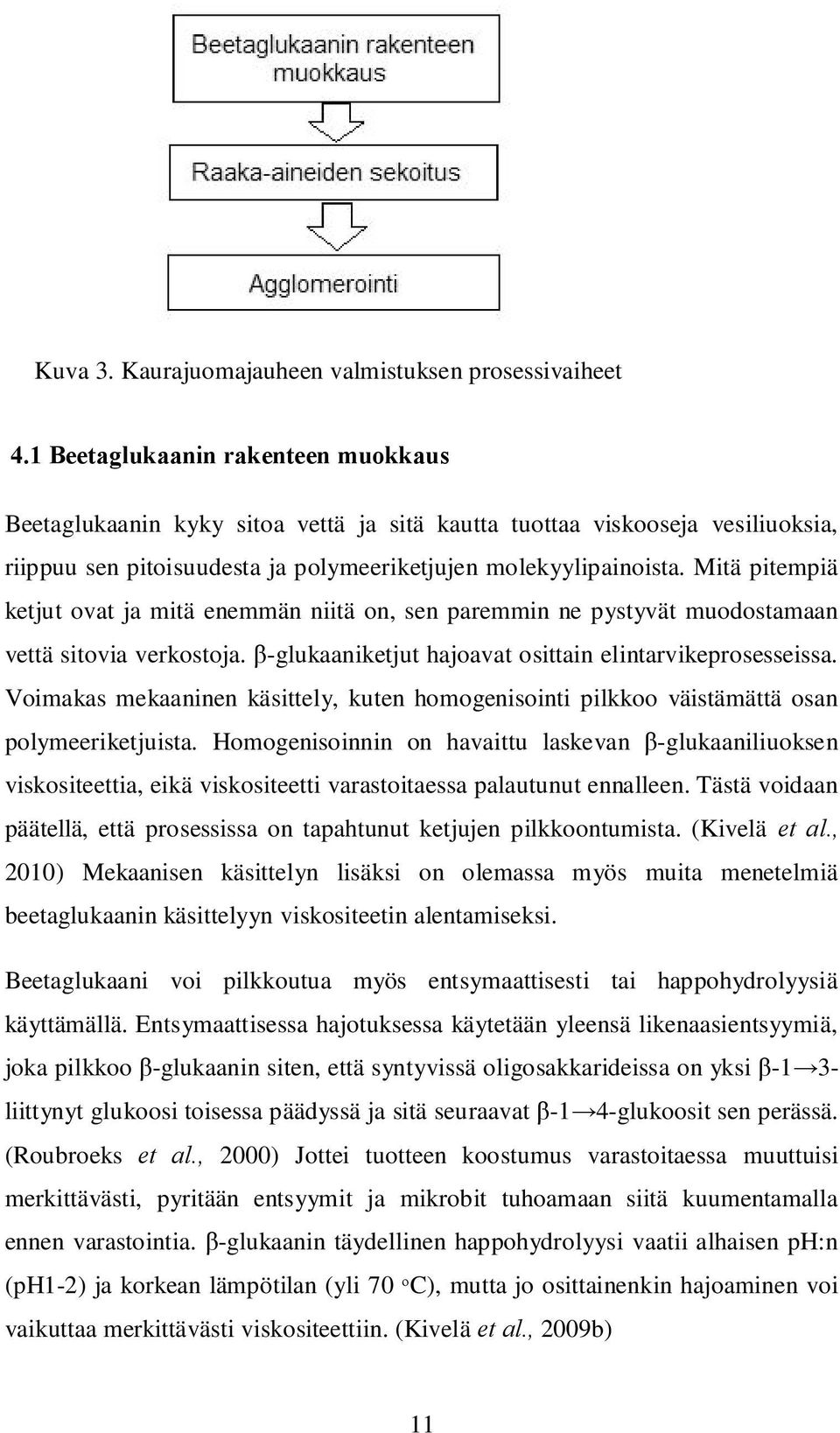 Mitä pitempiä ketjut ovat ja mitä enemmän niitä on, sen paremmin ne pystyvät muodostamaan vettä sitovia verkostoja. -glukaaniketjut hajoavat osittain elintarvikeprosesseissa.