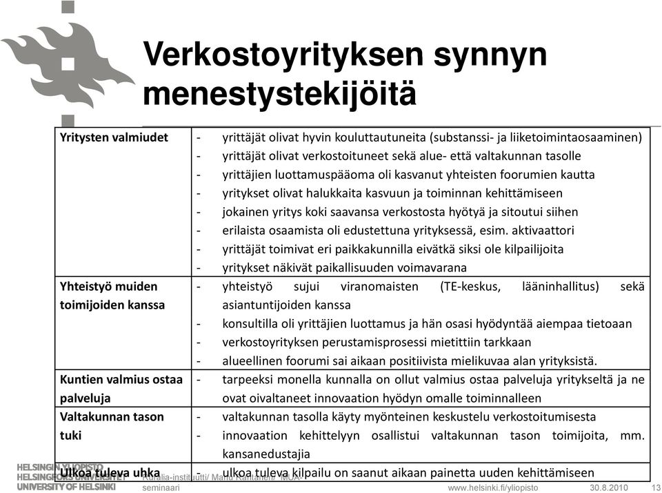 ja sitoutui siihen erilaista osaamista oli edustettuna yrityksessä, esim.