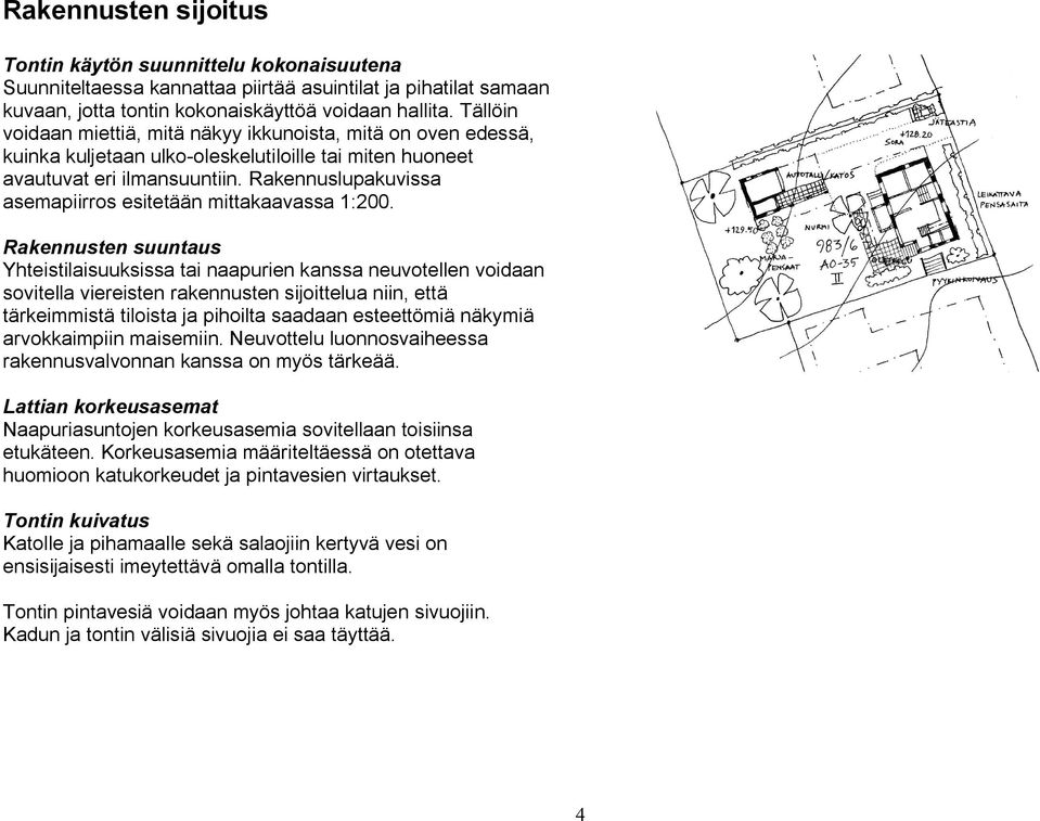 Rakennuslupakuvissa asemapiirros esitetään mittakaavassa 1:200.