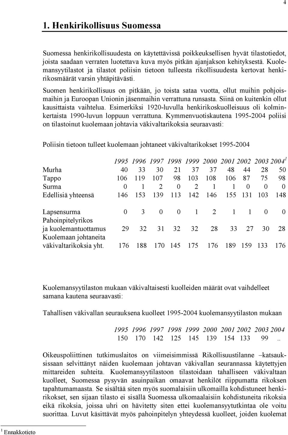 Suomen henkirikollisuus on pitkään, jo toista sataa vuotta, ollut muihin pohjoismaihin ja Euroopan Unionin jäsenmaihin verrattuna runsasta. Siinä on kuitenkin ollut kausittaista vaihtelua.