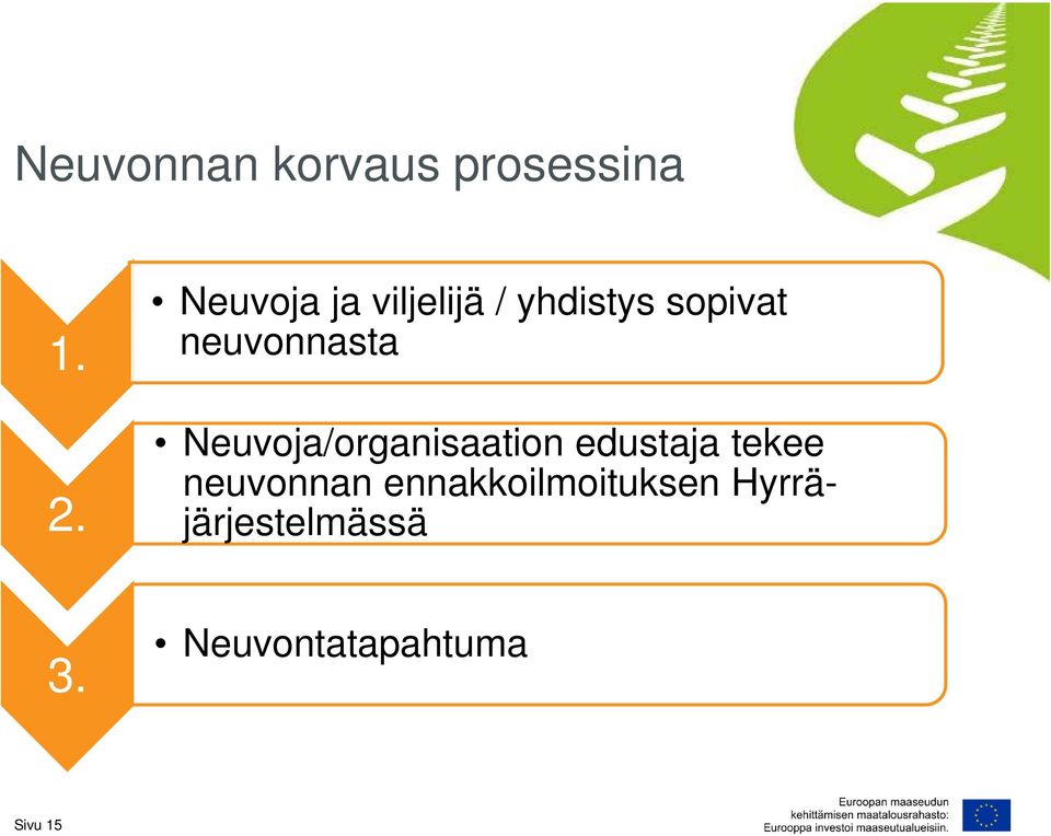 neuvonnasta Neuvoja/organisaation edustaja tekee