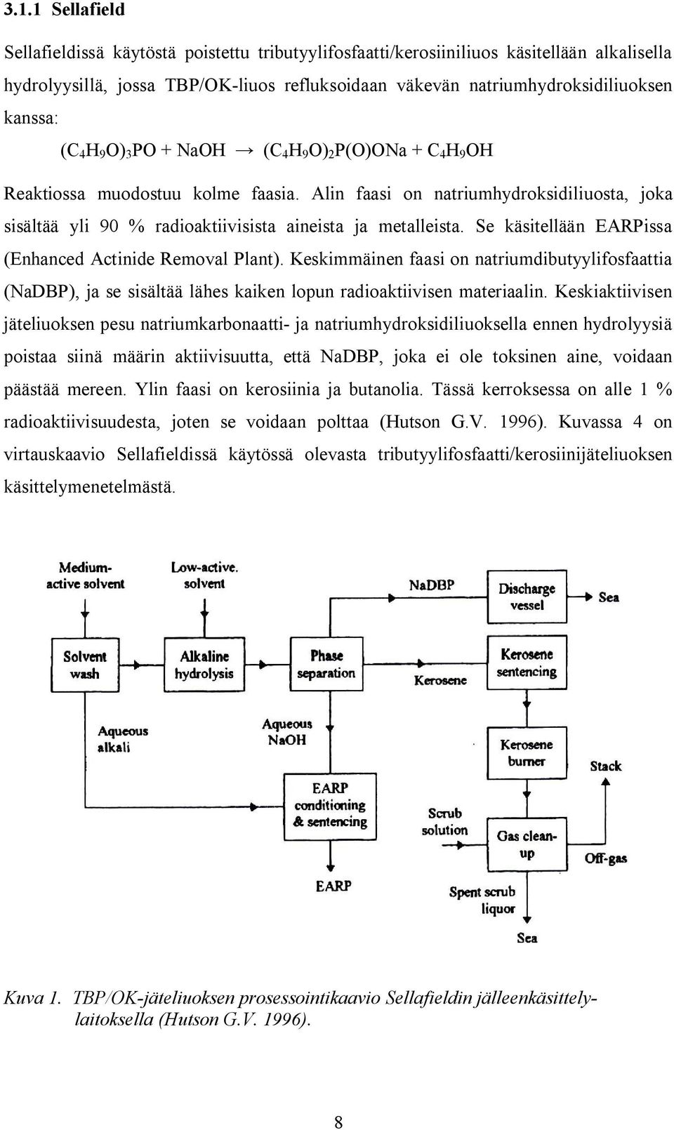 Se käsitellään EARPissa (Enhanced Actinide Removal Plant). Keskimmäinen faasi on natriumdibutyylifosfaattia (NaDBP), ja se sisältää lähes kaiken lopun radioaktiivisen materiaalin.