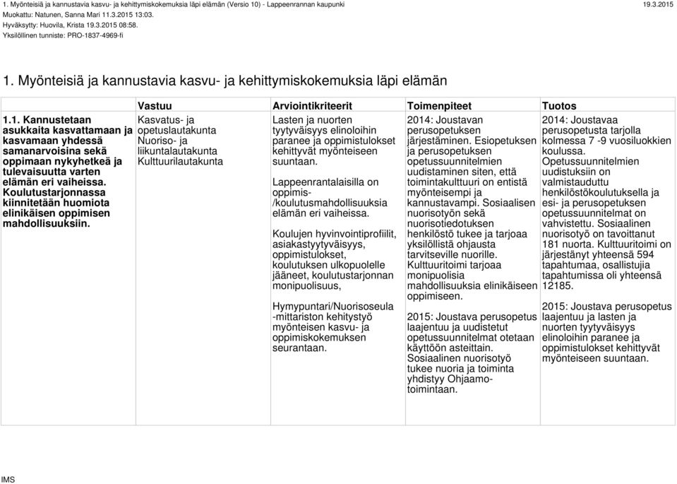 Koulutustarjonnassa kiinnitetään huomiota elinikäisen oppimisen mahdollisuuksiin.