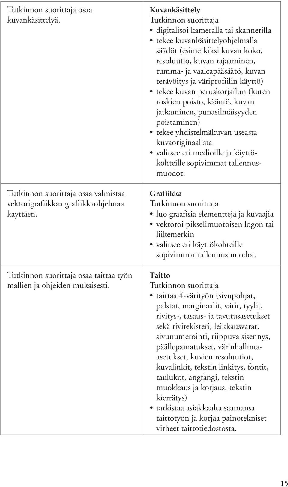 väriprofiilin käyttö) tekee kuvan peruskorjailun (kuten roskien poisto, kääntö, kuvan jatkaminen, punasilmäisyyden poistaminen) tekee yhdistelmäkuvan useasta kuvaoriginaalista valitsee eri medioille