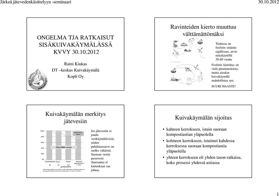 on vielä pienimuotoista, mutta ainakin kuivakäymälä mahdollistaa sen. SUURI HAASTE!