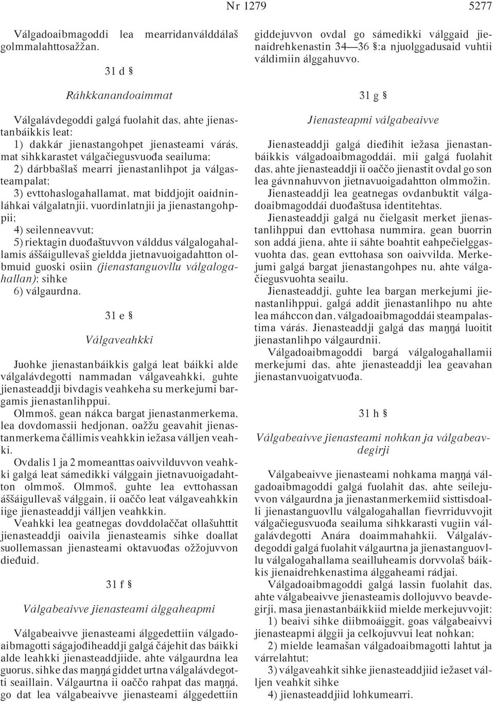 jienastanlihpot ja válgasteampalat; 3) evttohaslogahallamat, mat biddjojit oaidninláhkai válgalatnjii, vuordinlatnjii ja jienastangohppii; 4) seilenneavvut; 5) riektagin duoπaªtuvvon válddus