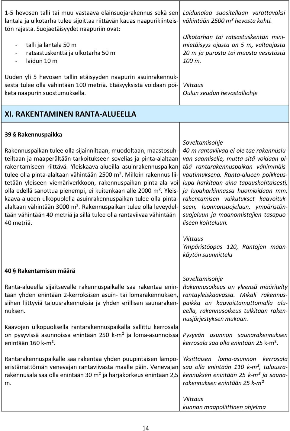 metriä. Etäisyyksistä voidaan poiketa naapurin suostumuksella. Laidunalaa suositellaan varattavaksi vähintään 2500 m² hevosta kohti.