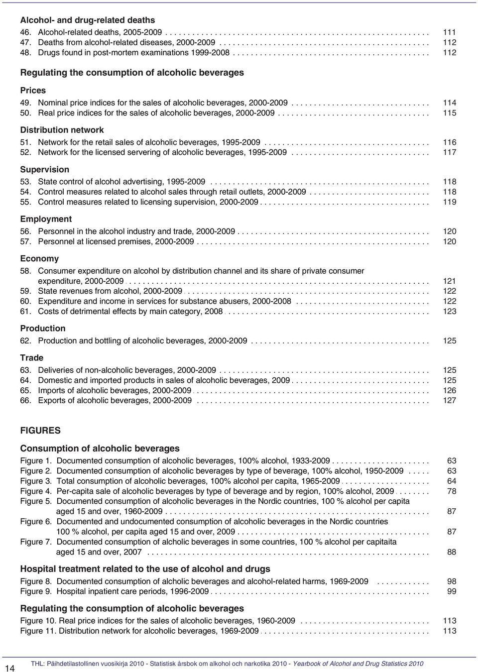 .......... 1999-2008..................................................... 112 Regulating the consumption of alcoholic beverages Prices 49..... Nominal....... price..... indices...... for.. the... sales.