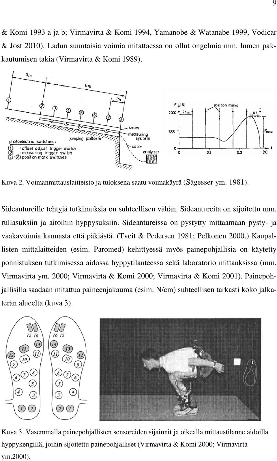 Sideantureita on sijoitettu mm. rullasuksiin ja aitoihin hyppysuksiin. Sideantureissa on pystytty mittaamaan pysty- ja vaakavoimia kannasta että päkiästä. (Tveit & Pedersen 1981; Pelkonen 2000.