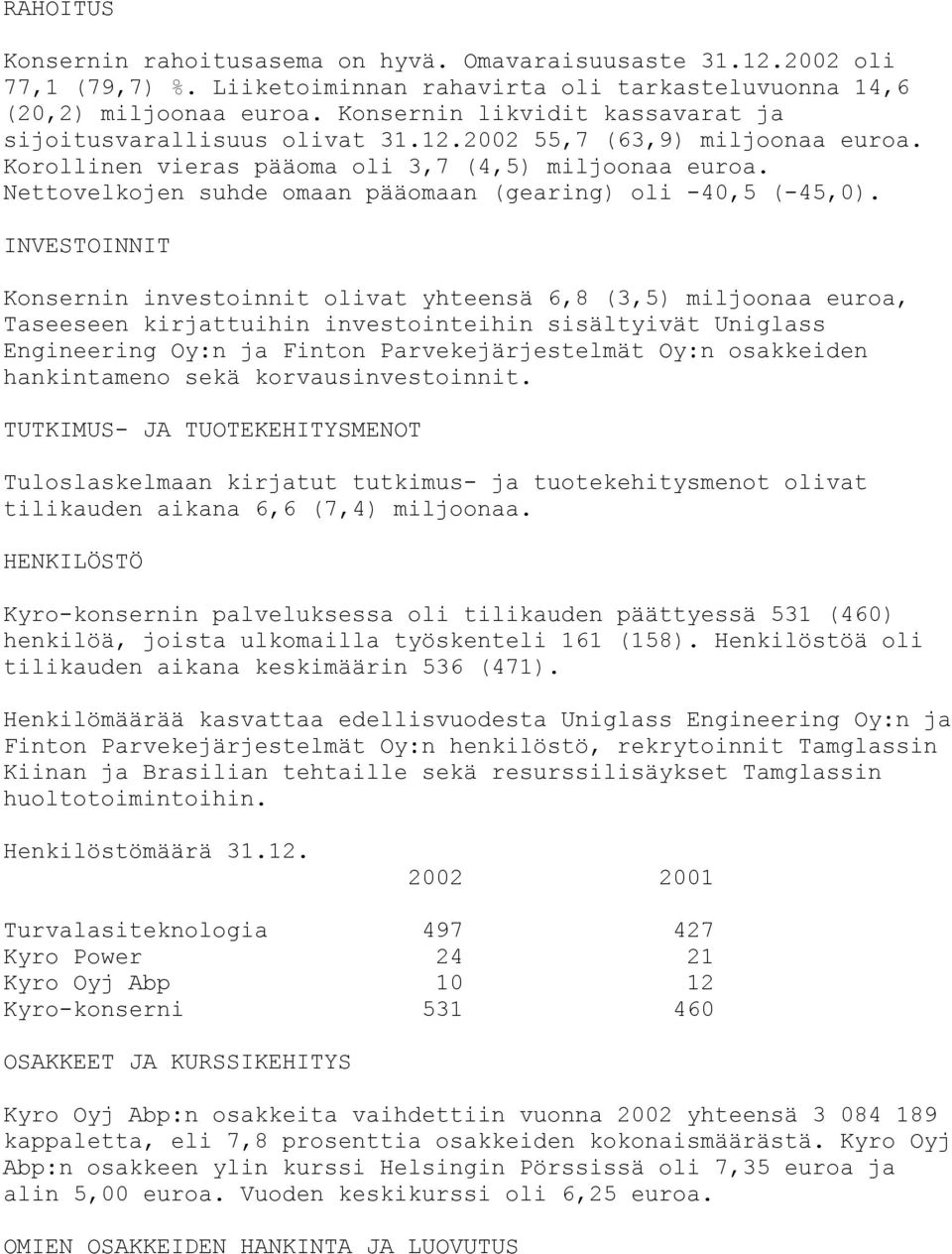 Nettovelkojen suhde omaan pääomaan (gearing) oli -40,5 (-45,0).