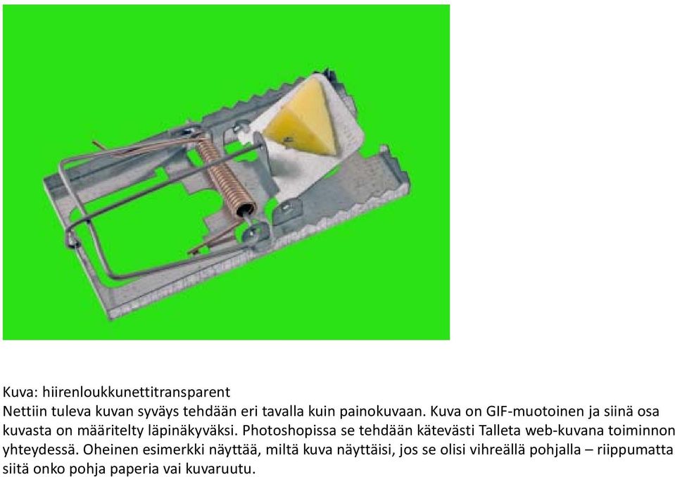 Photoshopissa se tehdään kätevästi Talleta web-kuvana toiminnon yhteydessä.