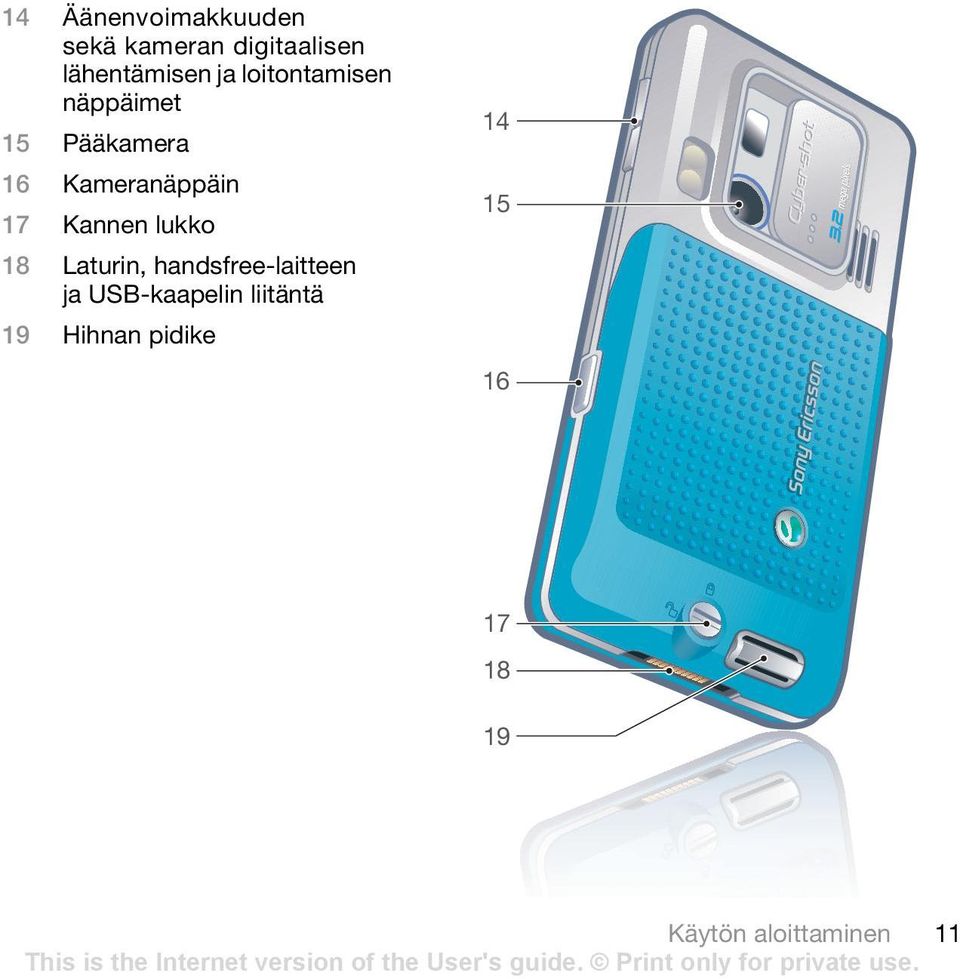 Kannen lukko 18 Laturin, handsfree-laitteen ja USB-kaapelin