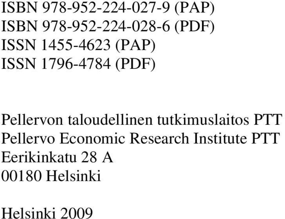 taloudellinen tutkimuslaitos PTT Pellervo Economic