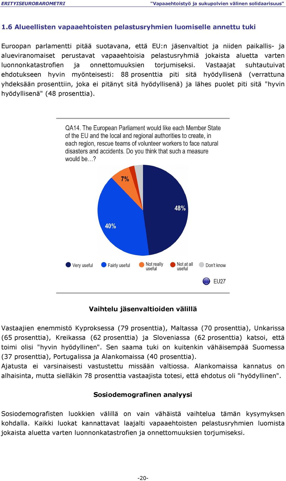 Vastaajat suhtautuivat ehdotukseen hyvin myönteisesti: 88 prosenttia piti sitä hyödyllisenä (verrattuna yhdeksään prosenttiin, joka ei pitänyt sitä hyödyllisenä) ja lähes puolet piti sitä "hyvin