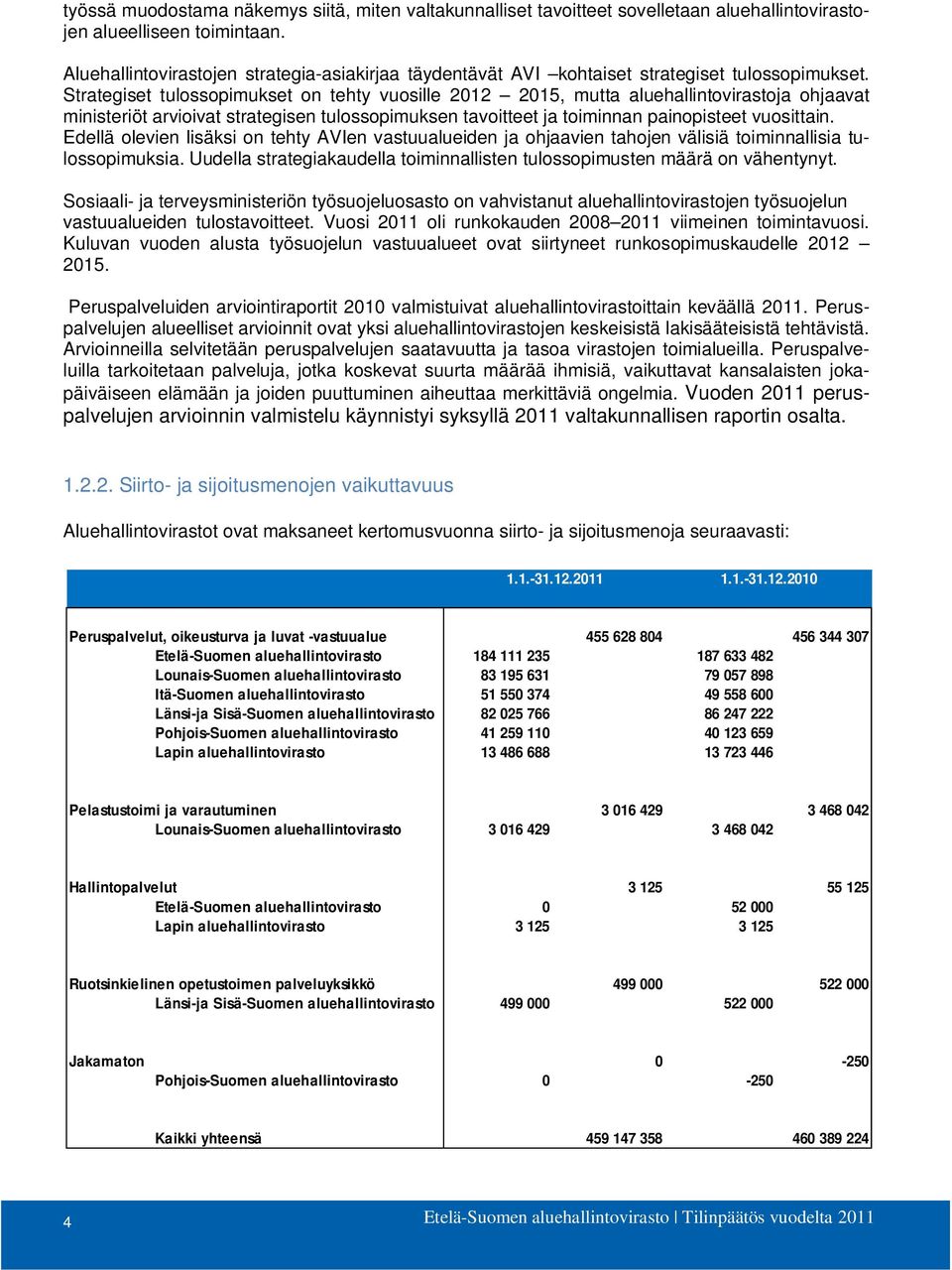 Strategiset tulossopimukset on tehty vuosille 2012 2015, mutta aluehallintovirastoja ohjaavat ministeriöt arvioivat strategisen tulossopimuksen tavoitteet ja toiminnan painopisteet vuosittain.