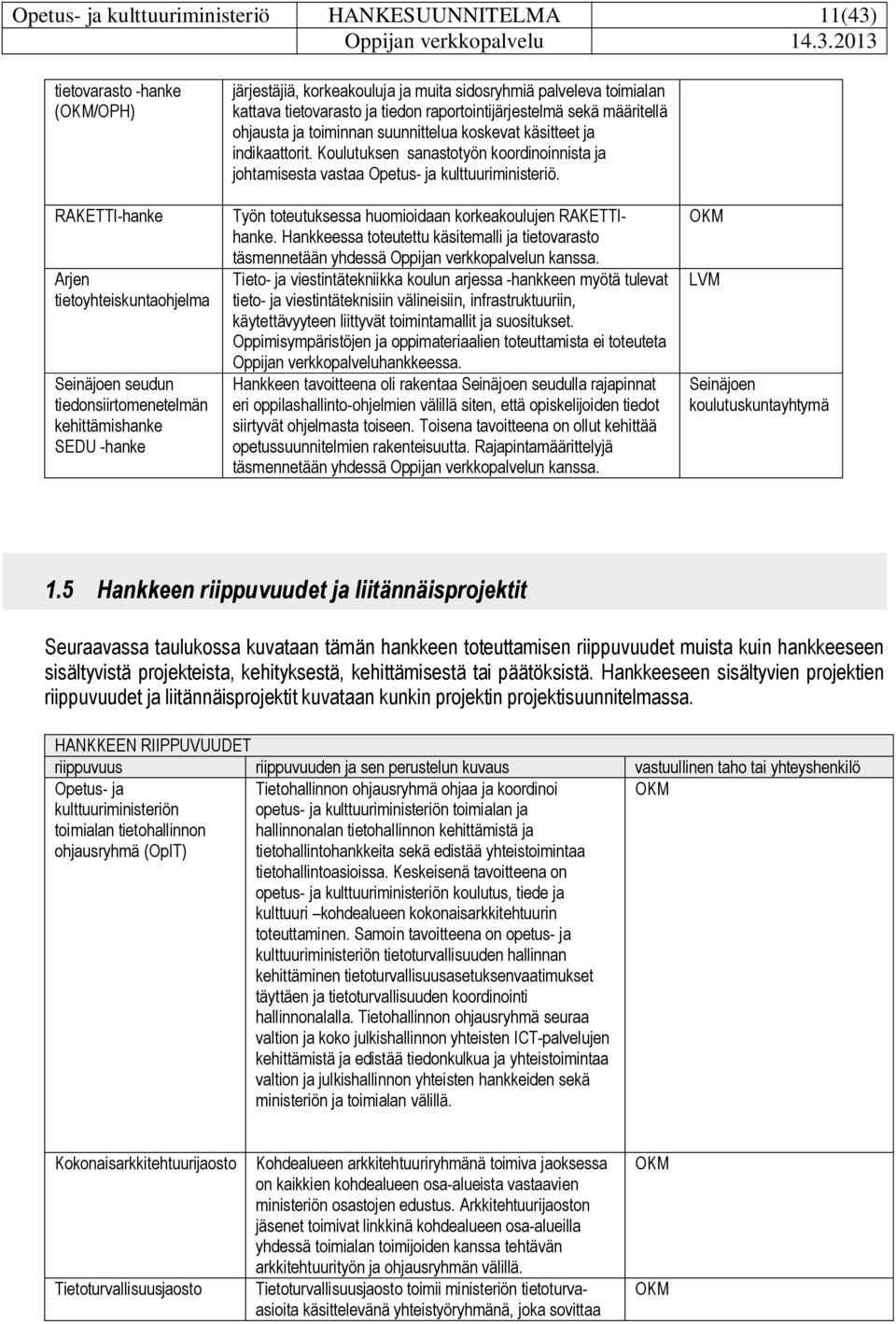 indikaattorit. Koulutuksen sanastotyön koordinoinnista ja johtamisesta vastaa Opetus- ja kulttuuriministeriö. Työn toteutuksessa huomioidaan korkeakoulujen RAKETTIhanke.