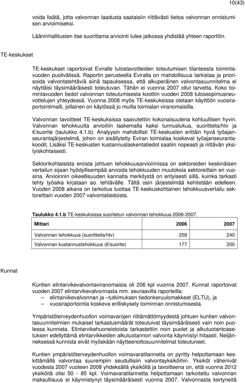 Raportin perusteella Eviralla on mahdollisuus tarkistaa ja priorisoida valvontatehtäviä siinä tapauksessa, että alkuperäinen valvontasuunnitelma ei näyttäisi täysimääräisesti toteutuvan.