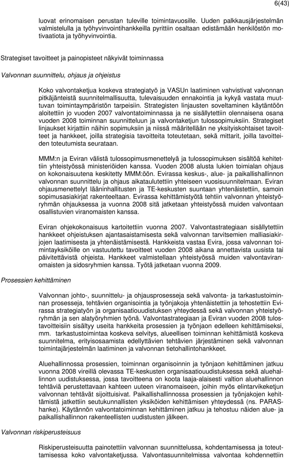 Strategiset tavoitteet ja painopisteet näkyivät toiminnassa Valvonnan suunnittelu, ohjaus ja ohjeistus Prosessien kehittäminen Koko valvontaketjua koskeva strategiatyö ja VASUn laatiminen vahvistivat