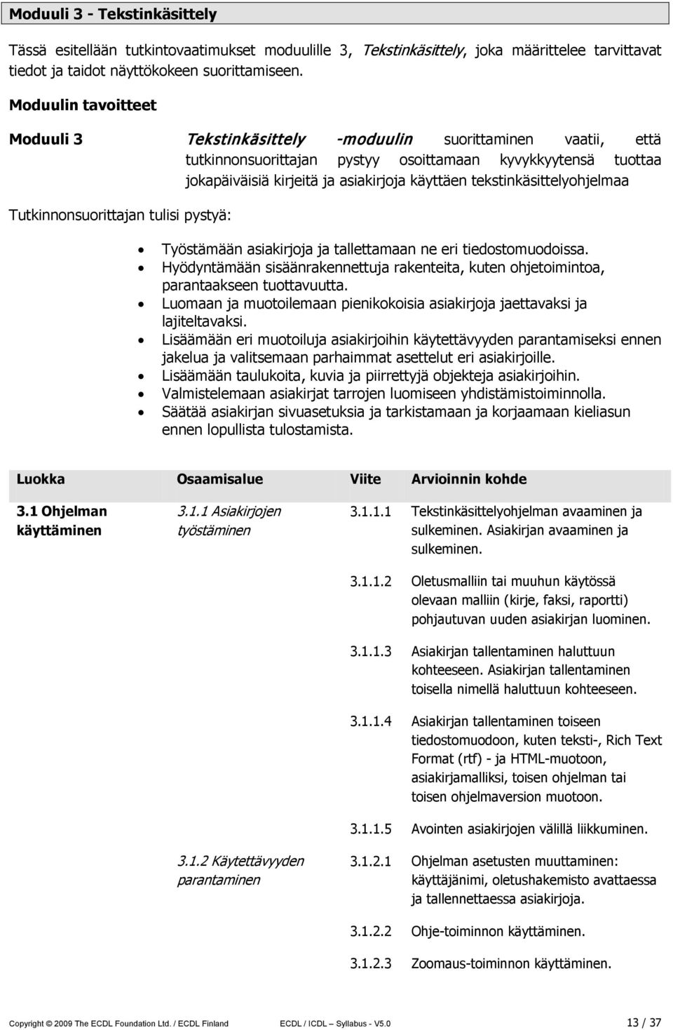 tekstinkäsittelyohjelmaa Tutkinnonsuorittajan tulisi pystyä: Työstämään asiakirjoja ja tallettamaan ne eri tiedostomuodoissa.