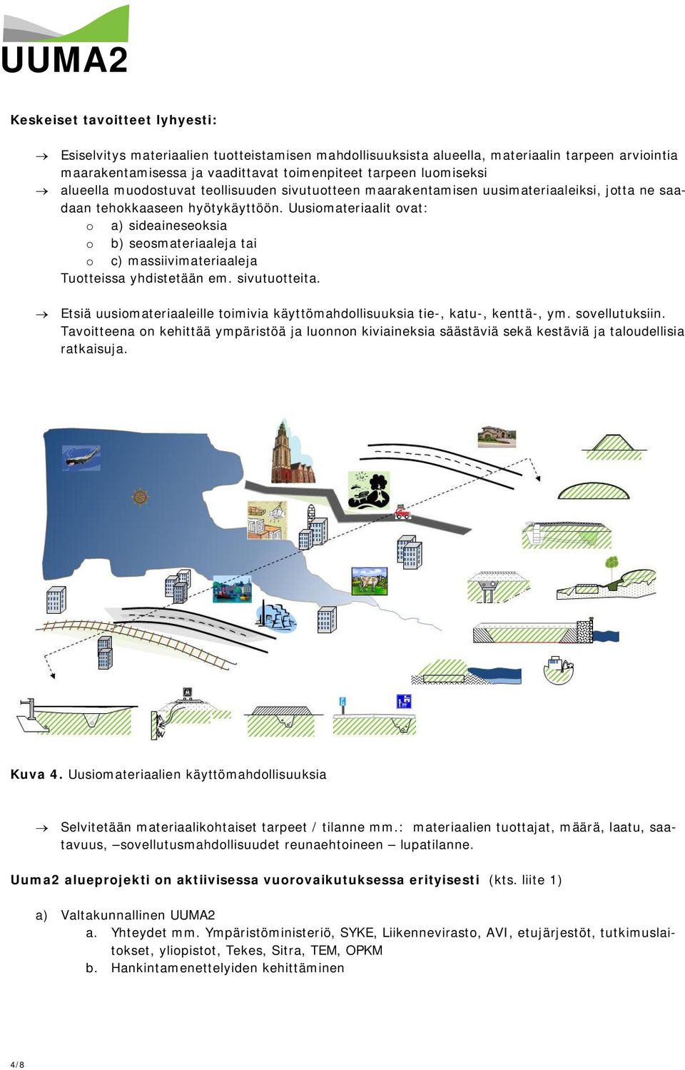 Uusiomateriaalit ovat: o a) sideaineseoksia o b) seosmateriaaleja tai o c) massiivimateriaaleja Tuotteissa yhdistetään em. sivutuotteita.