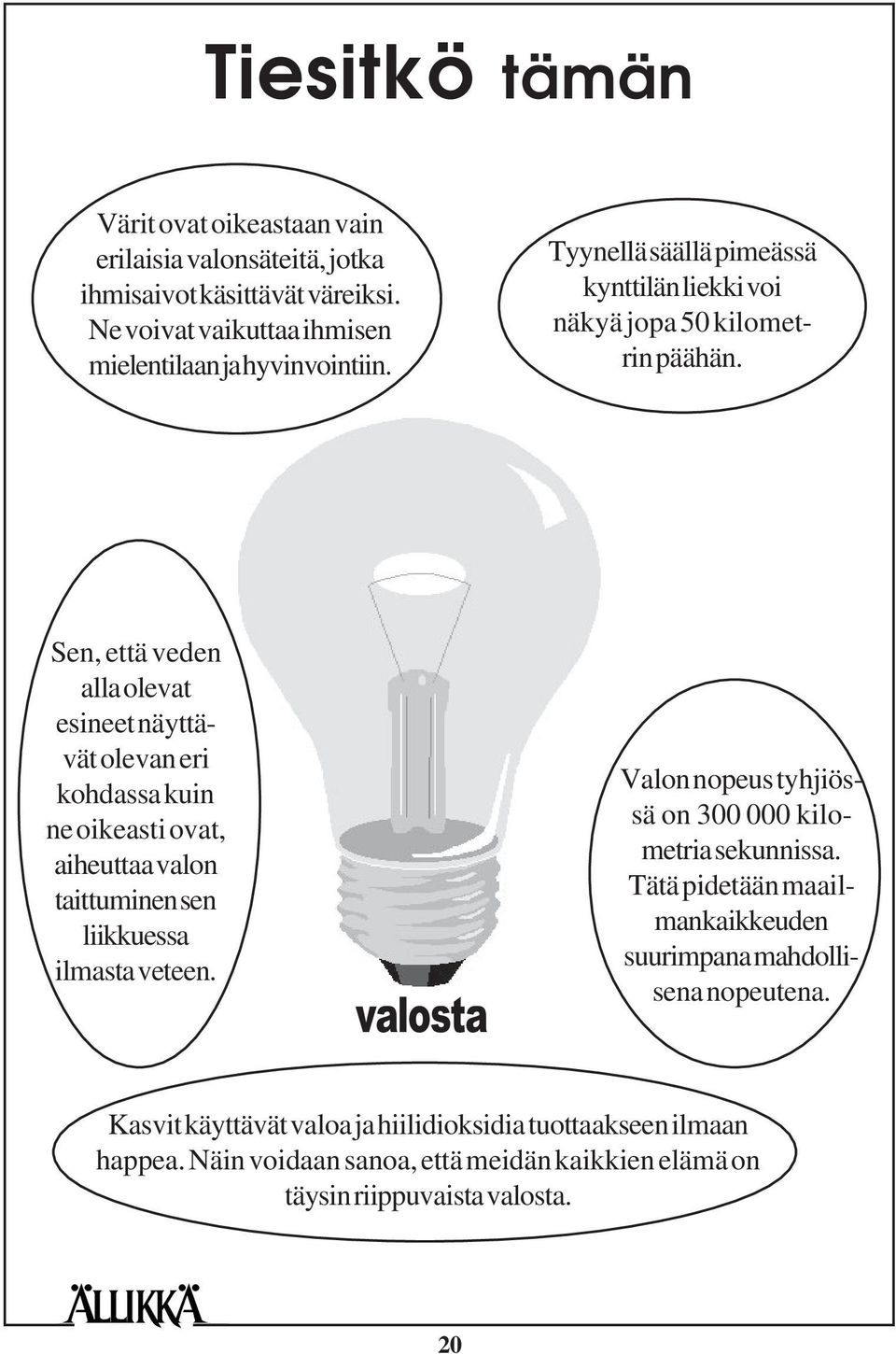 Sen, että veden alla olevat esineet näyttävät olevan eri kohdassa kuin ne oikeasti ovat, aiheuttaa valon taittuminen sen liikkuessa ilmasta veteen.