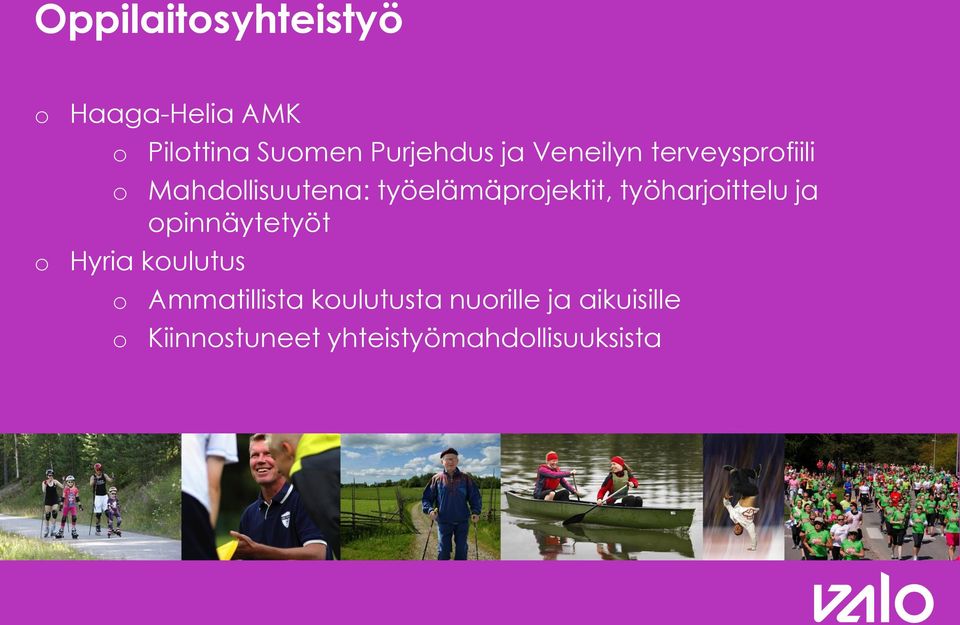 työharjittelu ja pinnäytetyöt Hyria kulutus Ammatillista